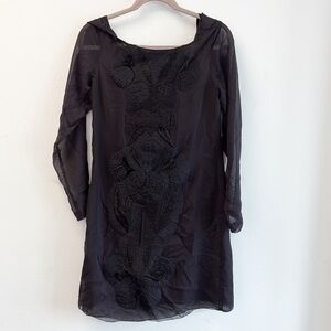 Tony Cohen Black Sheer Floral Dress